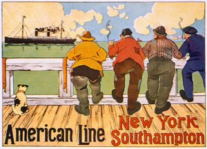 Reklamní plakát "American Line, New York - Southampton", 1905